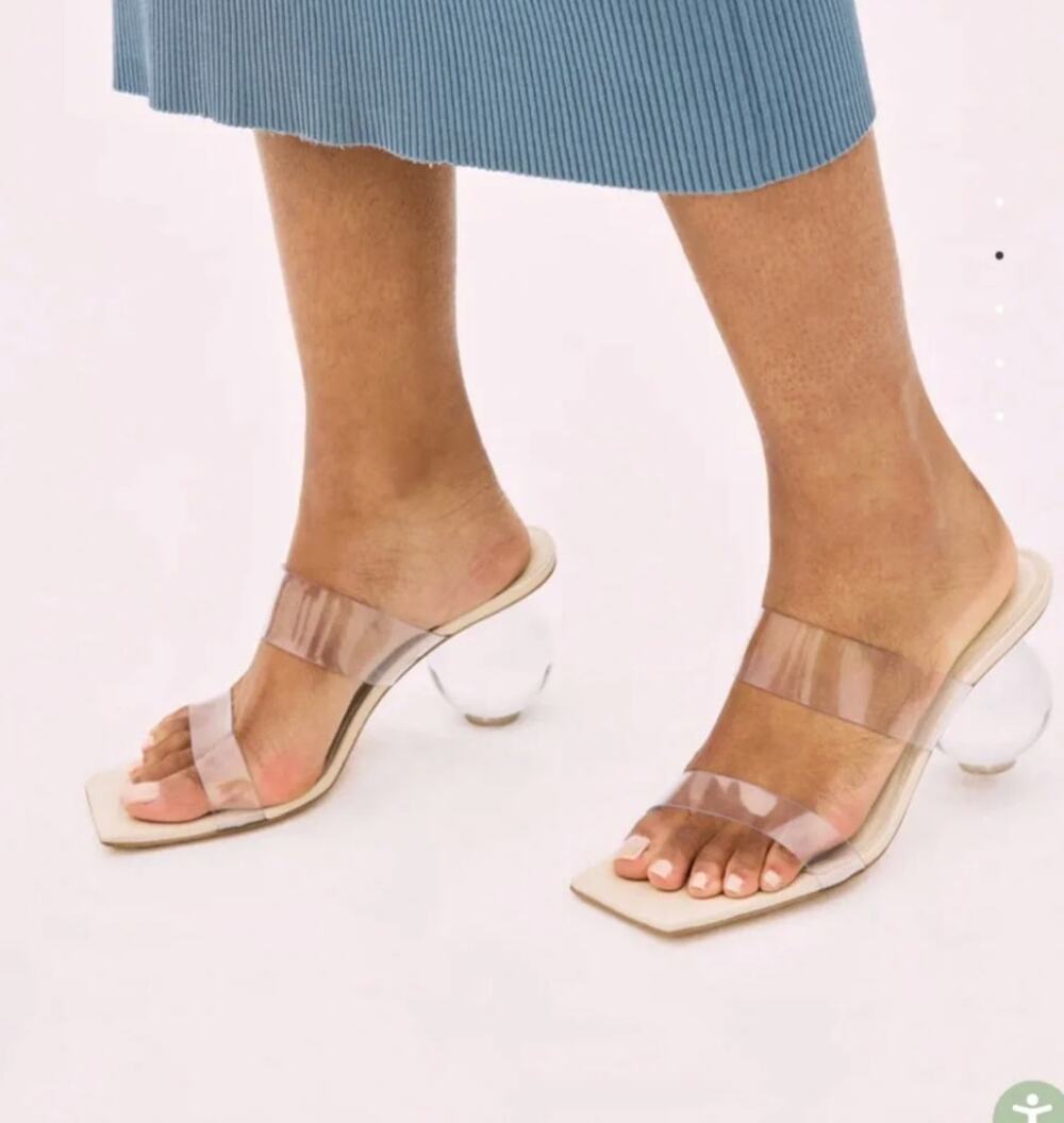 Cult Gaia Heels 7 Nhu Sandals Spherical in Clear Square Toe Party Sexy Luxury